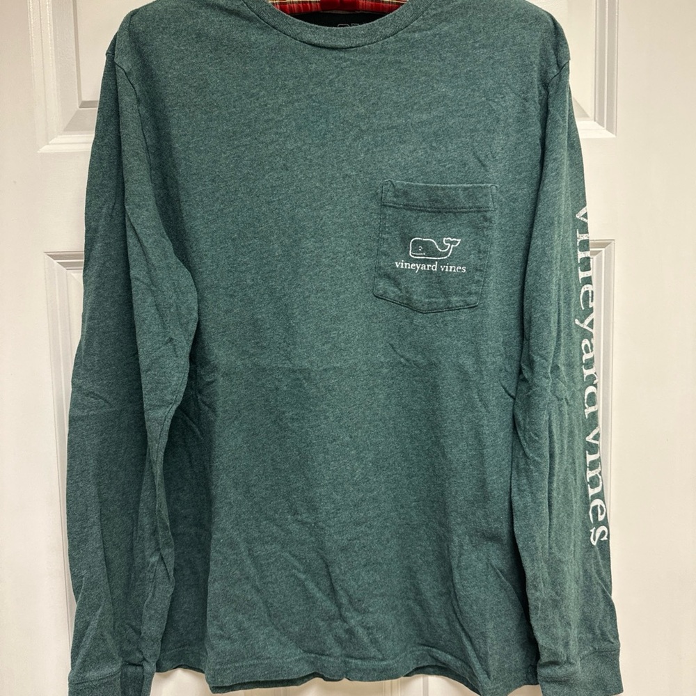 Vineyard Vines Men's Heathered Green Long Sleeve Tee S
